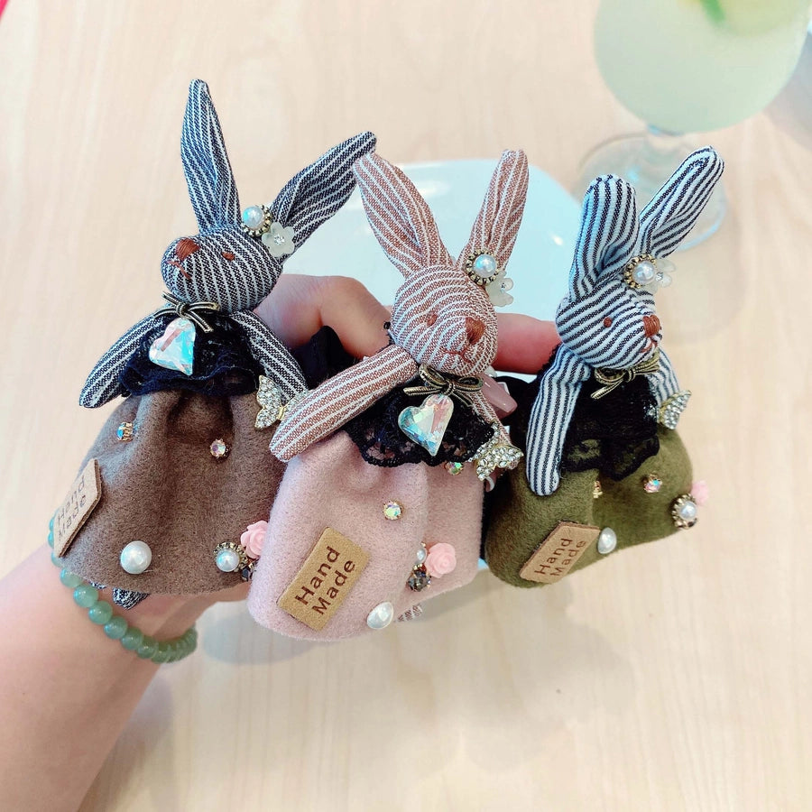 princess cute rabbit plastic cloth inlay rhinestones hair claws