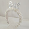 Women's Lady Geometric Artificial Pearl Cloth Rhinestone Hair Band