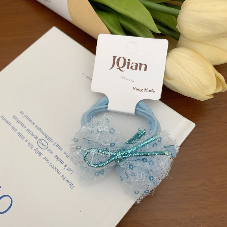Women's Cute Sweet Korean Style Bow Knot Gauze Sequins Handmade Lace Hair Clip Hair Tie