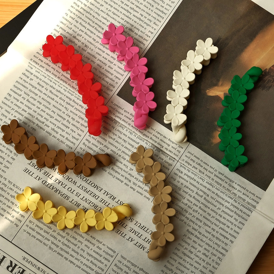 Women's Simple Style Flower Plastic Resin Spray Paint Hair Clip