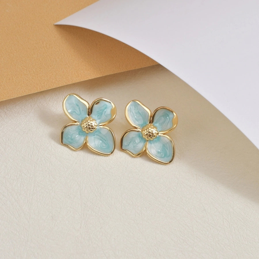 1 Pair Casual Pastoral Simple Style Flower 304 Stainless Steel Ear Studs