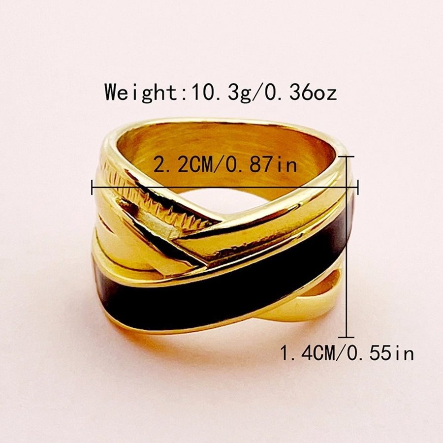 Jewelry Casual Modern Style Roman Style Geometric Heart Shape 304 Stainless Steel Zircon 14K Gold Plated Enamel Plating Inlay Rings