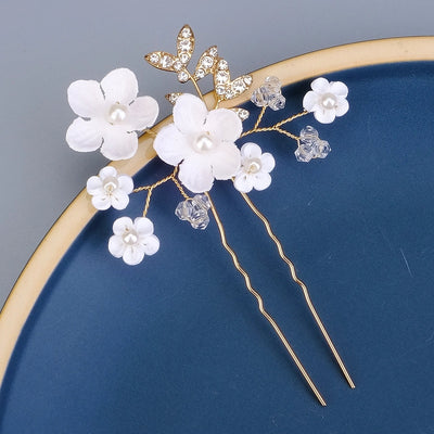 Women's Sweet Flower Imitation Pearl soft clay Plating Inlay Artificial Pearls Hairpin