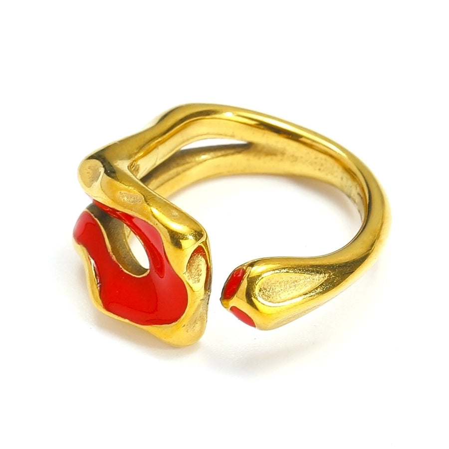 Jewelry Casual Simple Style Irregular 304 Stainless Steel 18K Gold Plated Enamel Rings