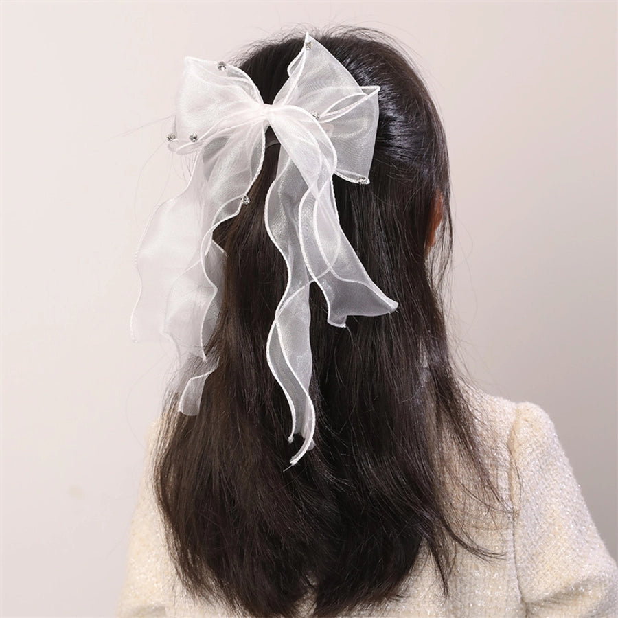 women's sweet solid color bow knot cloth hair clip