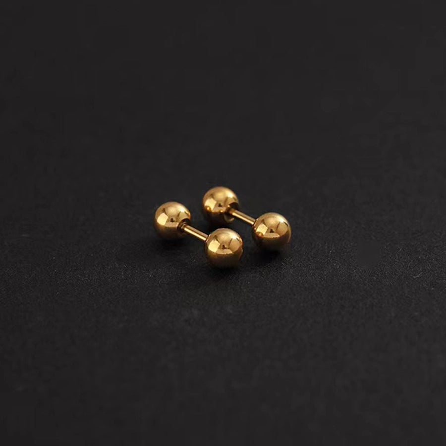 1 Pair Simple Style Round 304 Stainless Steel 18K Gold Plated Ear Studs