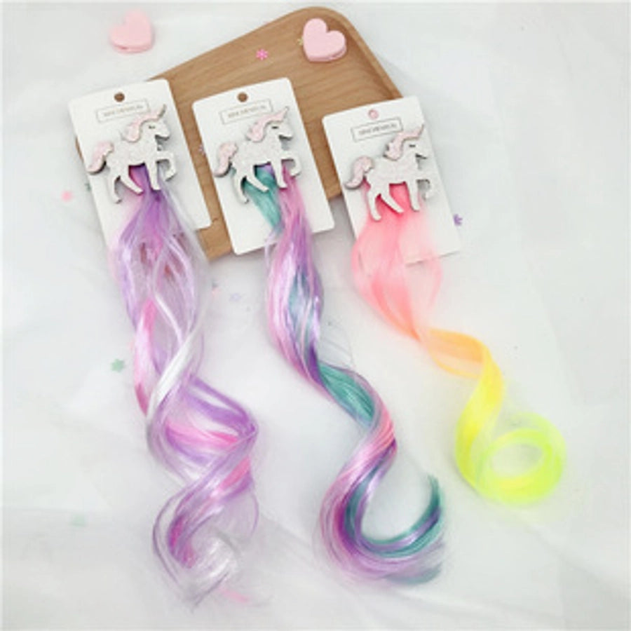 Rainbow Wig Glitter Gradient Hairpin Haircord Hairband Children's Wig Bow Wig Hairpin
