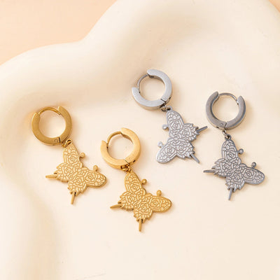 1 Pair Retro Simple Style Butterfly 201 Stainless Steel Drop Earrings