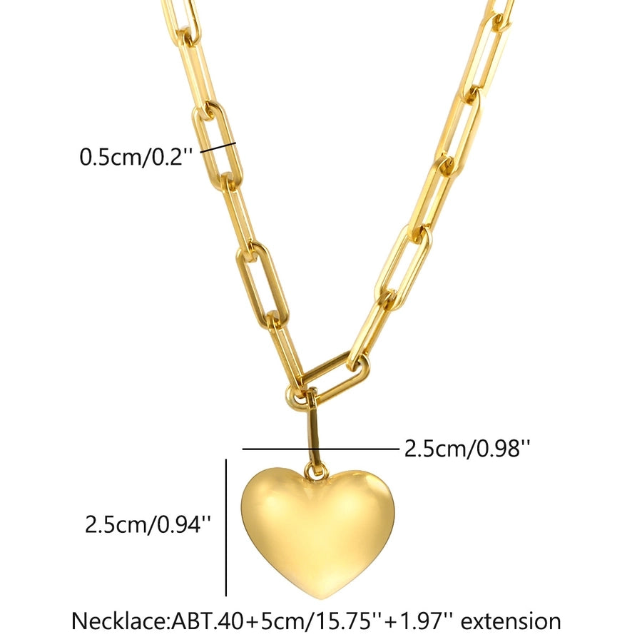 Jewelry Simple Style Heart Shape Titanium Steel Pendant Necklace