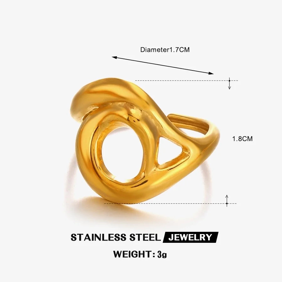 Jewelry Simple Style Irregular 304 Stainless Steel 18K Gold Plated Polishing Open Rings