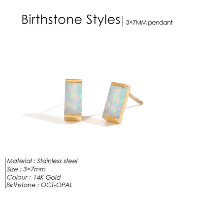 1 Pair Casual Vintage Style Classic Style Square Rectangle 304 Stainless Steel Birthstone Zircon Ear Studs