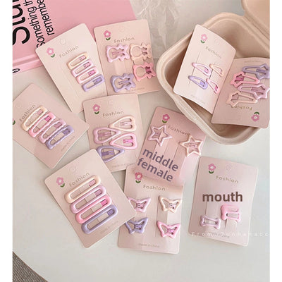 pink series bb hairpin female forehead star broken hair bangs side clip sweet girl small hairpin hair accessories