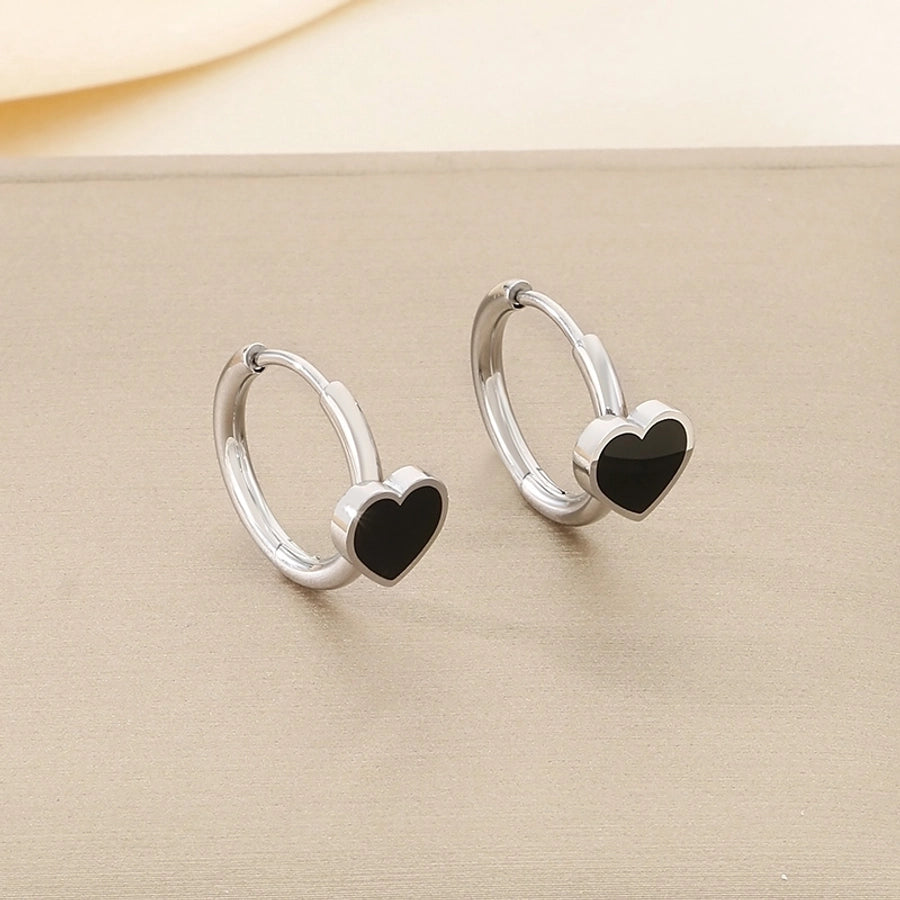 1 Pair Vintage Style Square Heart Shape Hollow Out Inlay 304 Stainless Steel Pearl Zircon 18K Gold Plated Earrings