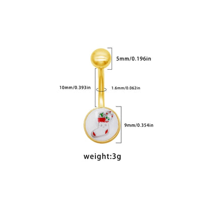 1 Piece Belly Rings Punk Simple Style Artistic Maple Leaf Rose 316 Stainless Steel  Alloy Epoxy Acrylic Rhinestones 18K Gold Plated