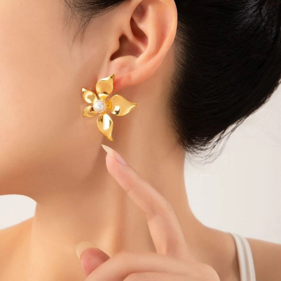 1 Pair Elegant Simple Style Flower 304 Stainless Steel Ear Studs