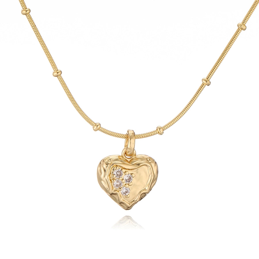 Jewelry Elegant Sweet Simple Style Pentagram Heart Shape Bee Copper Zircon 18K Gold Plated Enamel Inlay Pendant Necklace