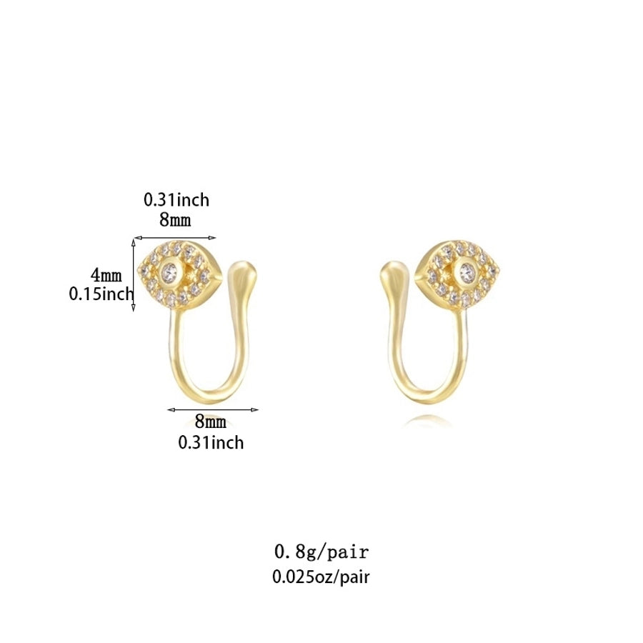 1 Pair IG Style U Shape Geometric Inlay Copper Zircon Gold Plated Ear Cuffs Earrings