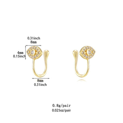 1 Pair IG Style U Shape Geometric Inlay Copper Zircon Gold Plated Ear Cuffs Earrings
