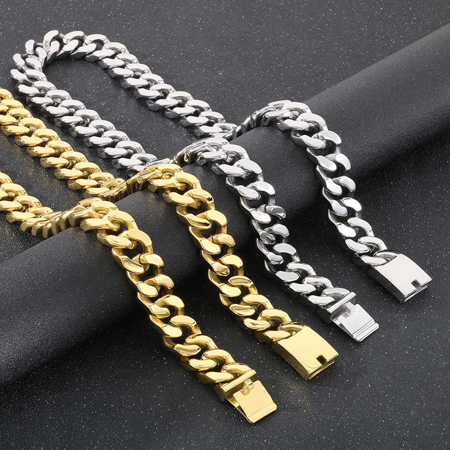 Domineering Fashion Personalized Stainless Steel Vacuum Electroplating Four-Sided Grinding Men's Necklace