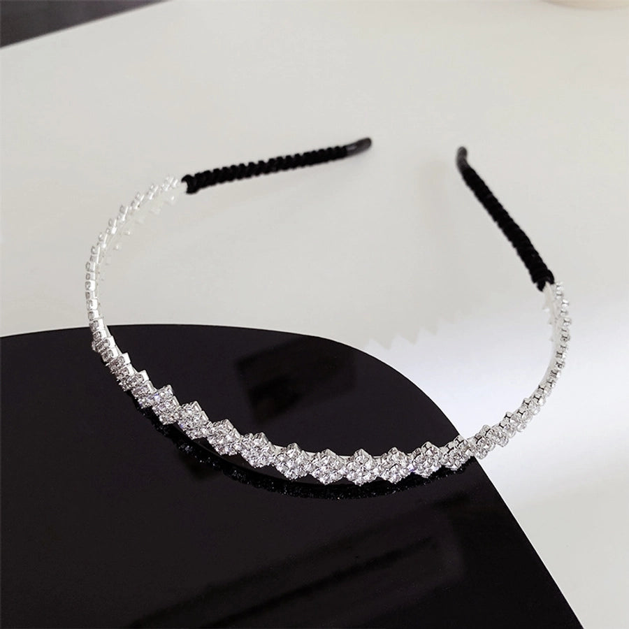 elegant simple style water droplets heart shape bow knot alloy inlay artificial rhinestones hair band