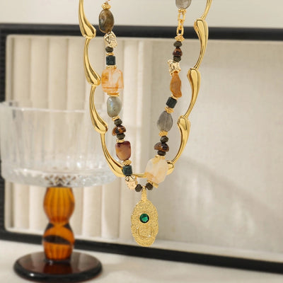 Casual Cute Commute Irregular natural stone Copper  Necklace In Bulk