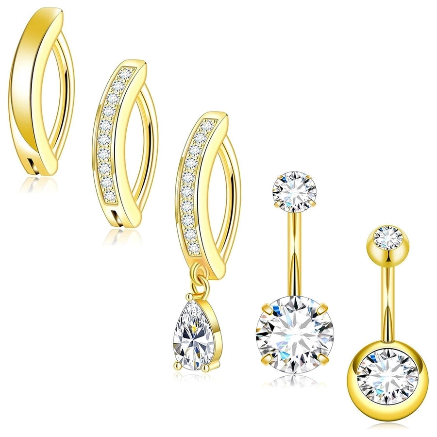 1 Piece 1 Set Belly Rings Simple Style Shiny Geometric 316L Stainless Steel  Copper Inlay Zircon
