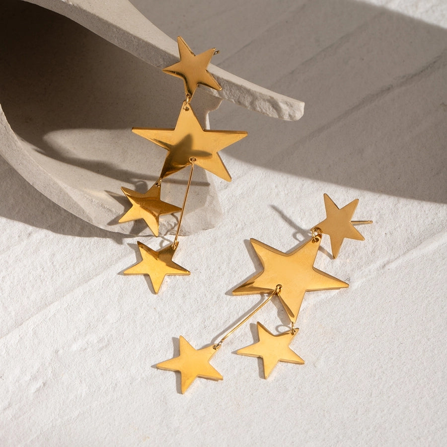 1 Pair Classic Style Star 304 Stainless Steel Drop Earrings