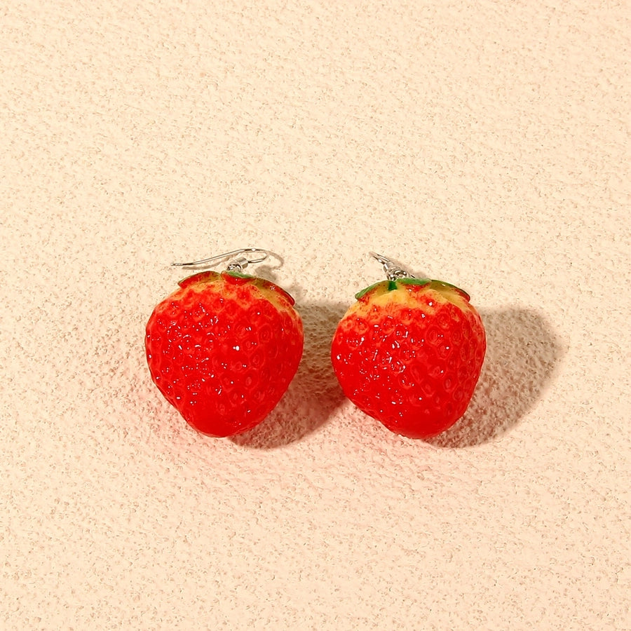 W665 Limeng Jewelry Source   Fashion New Strawberry Pendant Earrings Cute Fruit Earrings