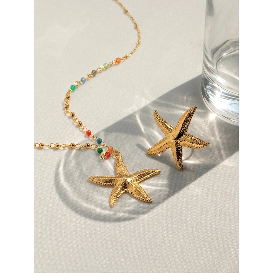 Jewelry Simple Style Classic Style Starfish 304 Stainless Steel 18K Gold Plated Rings Necklace