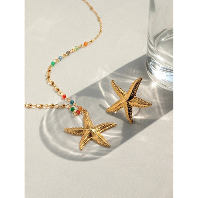 Jewelry Simple Style Classic Style Starfish 304 Stainless Steel 18K Gold Plated Rings Necklace