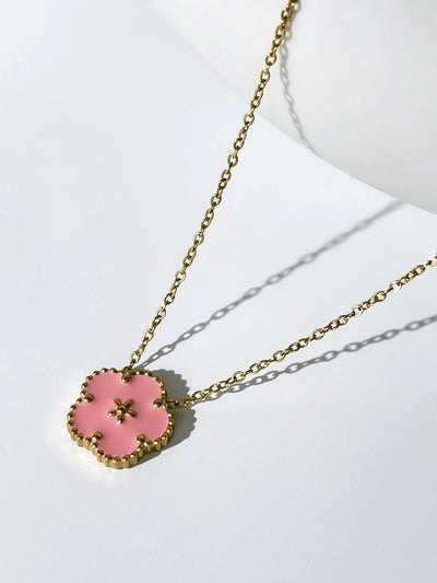 Jewelry Simple Style Heart Shape Flower 304 Stainless Steel Pendant Necklace