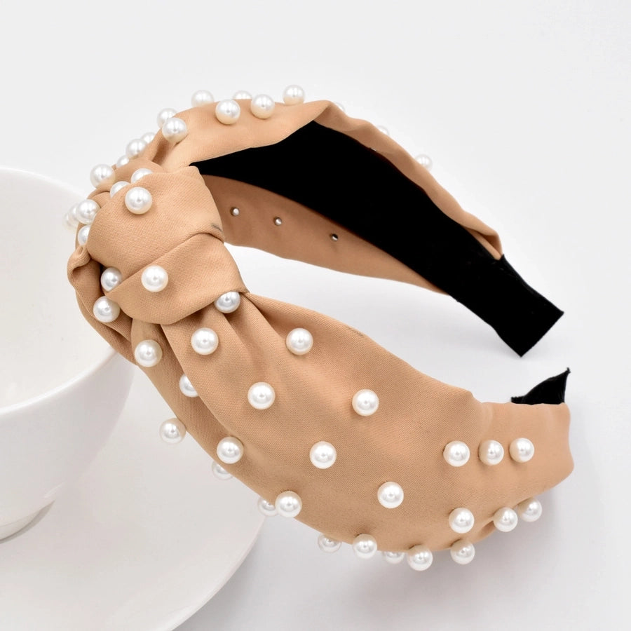 new full pearl headband fabric knotted solid color headband fashion hair accessories