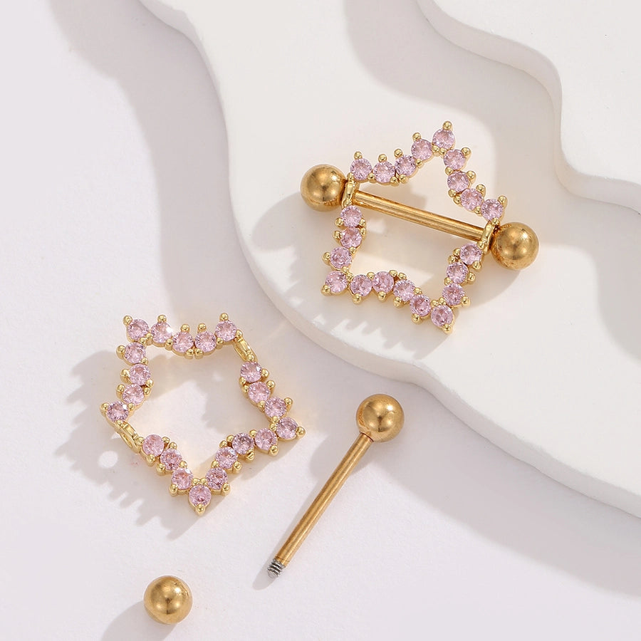 Ear Cartilage Rings & Studs Y2K Modern Style Pentagram 304 Stainless Steel Inlay Zircon Ear Cartilage Rings & Studs