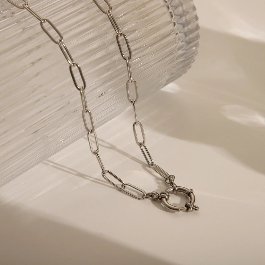 Jewelry Casual Basic Commute Solid Color 304 Stainless Steel 18K Gold Plated Pendant Necklace