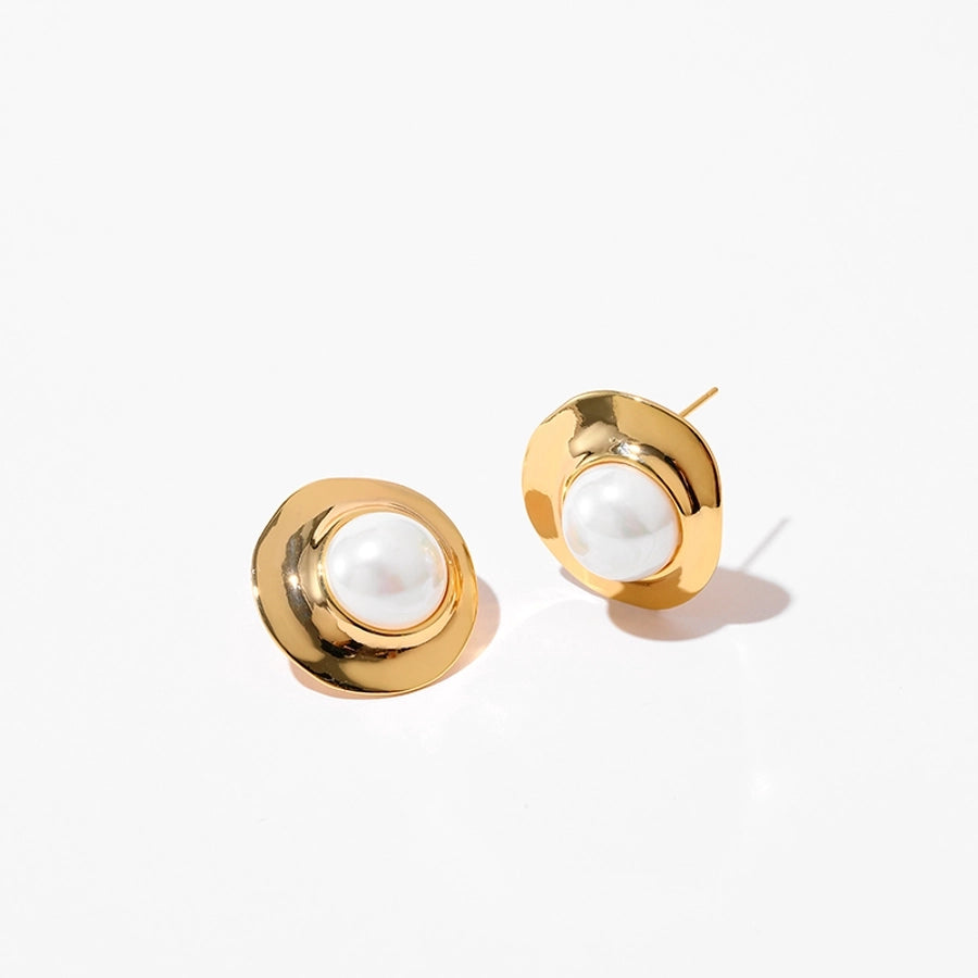 1 Piece Vintage Style Lady Wedding Pearl Inlay Copper Artificial Pearls 18K Gold Plated Drop Earrings