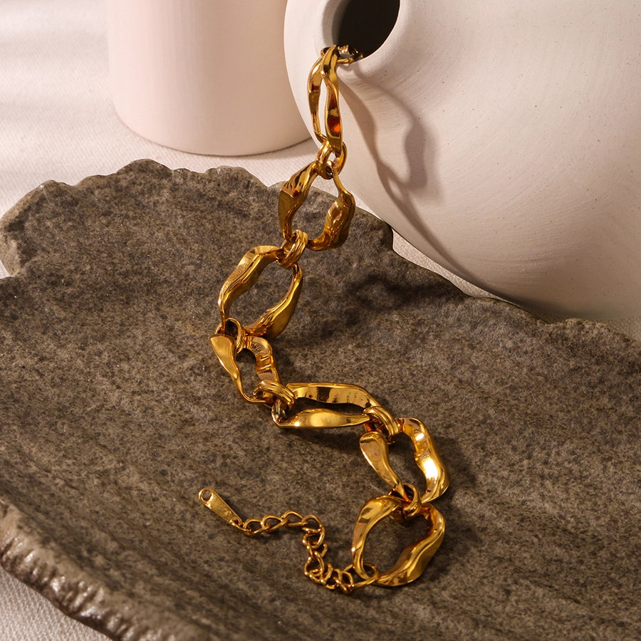 IG Style Classic Style Geometric 304 Stainless Steel 18K Gold Plated Bracelets In Bulk