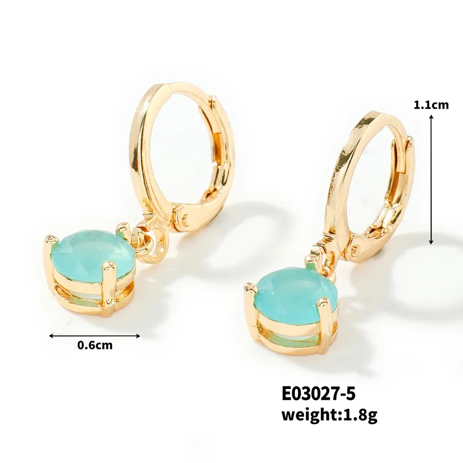 1 Pair Elegant Luxurious Water Droplets Plating Inlay Copper Zircon Drop Earrings