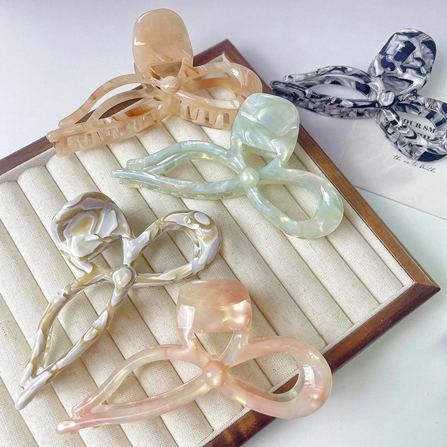 Super Fairy ~ Three-dimensional Bow Acetic Acid Grab Clip Temperament Gentle Ribbon Hairpin Sweet Large Shark Clip Women's Hair Accessories
