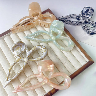 Super Fairy ~ Three-dimensional Bow Acetic Acid Grab Clip Temperament Gentle Ribbon Hairpin Sweet Large Shark Clip Women's Hair Accessories