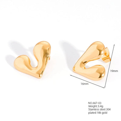 1 Pair Casual French Style Pentagram Round Heart Shape 304 Stainless Steel 18K Gold Plated Ear Studs