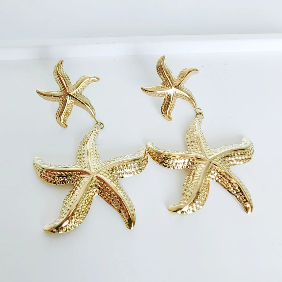 1 Pair Casual Modern Style Simple Style Starfish Butterfly Shell Plating 304 Stainless Steel 18K Gold Plated Drop Earrings