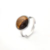 Jewelry Casual Simple Style Round Solid Color 304 Stainless Steel Natural Stone Crystal Polishing Inlay Adjustable Ring