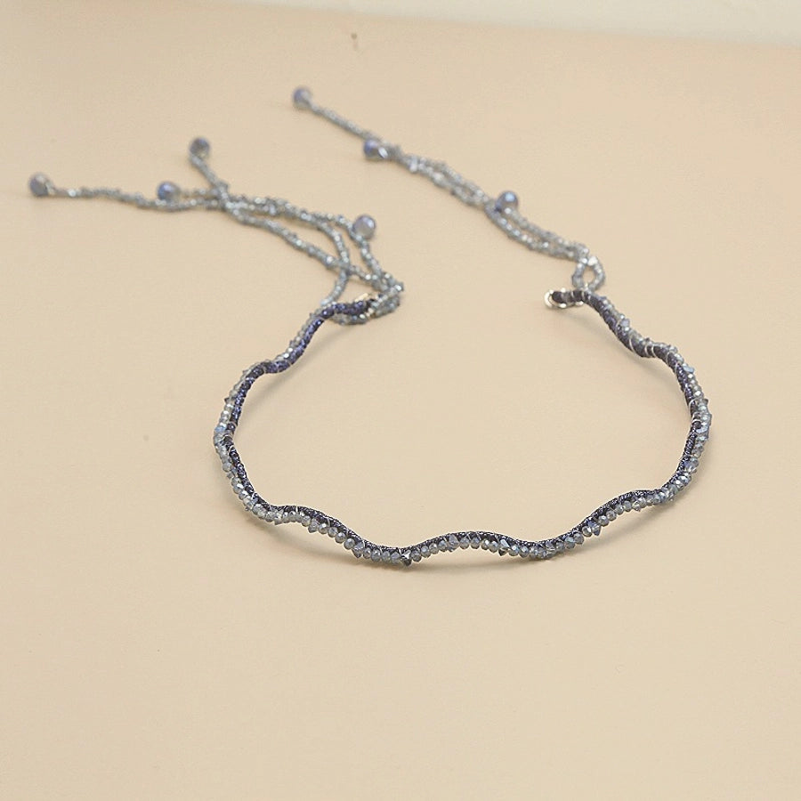 women's shiny solid color artificial crystal beaded tassel hair band