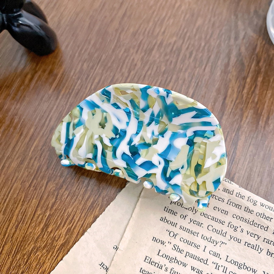 cute color block acetic acid sheets printing hair claws