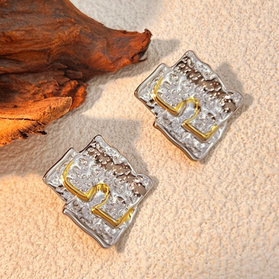 1 Pair Retro Classic Style Color Block Mixed Metal Plating 304 Stainless Steel 18K Gold Plated Ear Studs