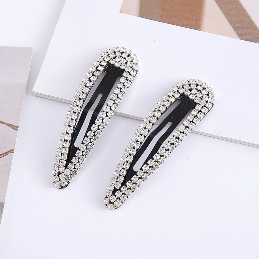 Women's Luxurious Sweet Shiny Geometric Iron Inlay Rhinestones Hair Clip