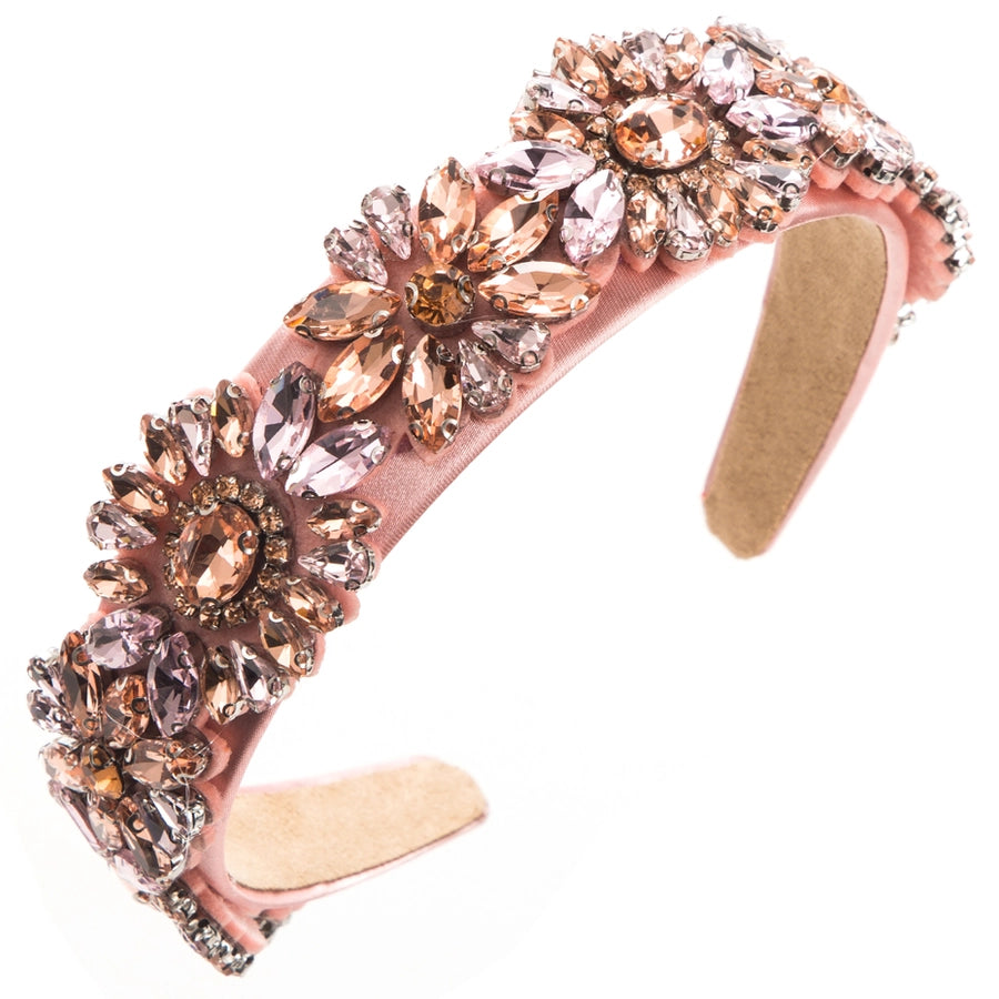 Women's Elegant Luxurious Flower Cloth Inlay Glass Hair Band