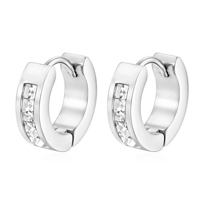 1 Pair Simple Style Solid Color Plating Inlay 304 Stainless Steel Zircon 18K Gold Plated Earrings