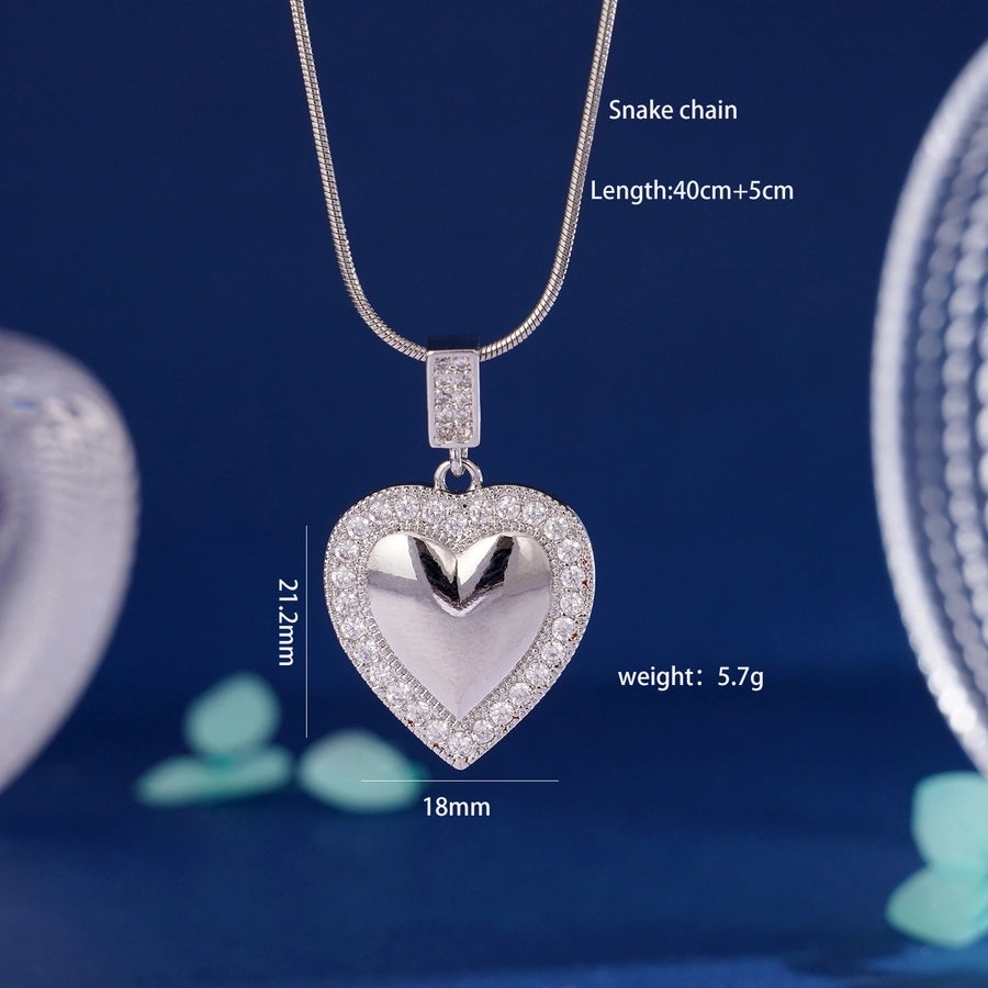 304 Stainless Steel Copper Heart Shape Pendant Necklace