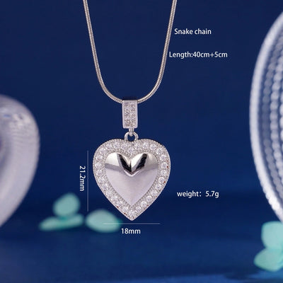 304 Stainless Steel Copper Heart Shape Pendant Necklace